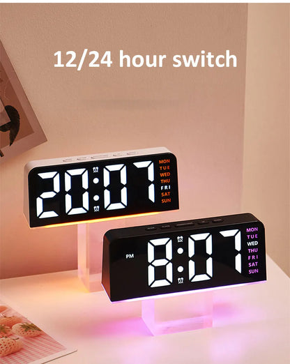 1 PCS Digital LED Alarm Clock With Date Display Dual Alarms Snooze Function Night Light 12H 24H Mode For Bedroom Desk Table
