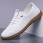 Men's Breathable Hollow Loafers Slip-On Leather Shoes Comfortable Casual Anti-Slip Deodorant Soft Bottom Sandals-HT193