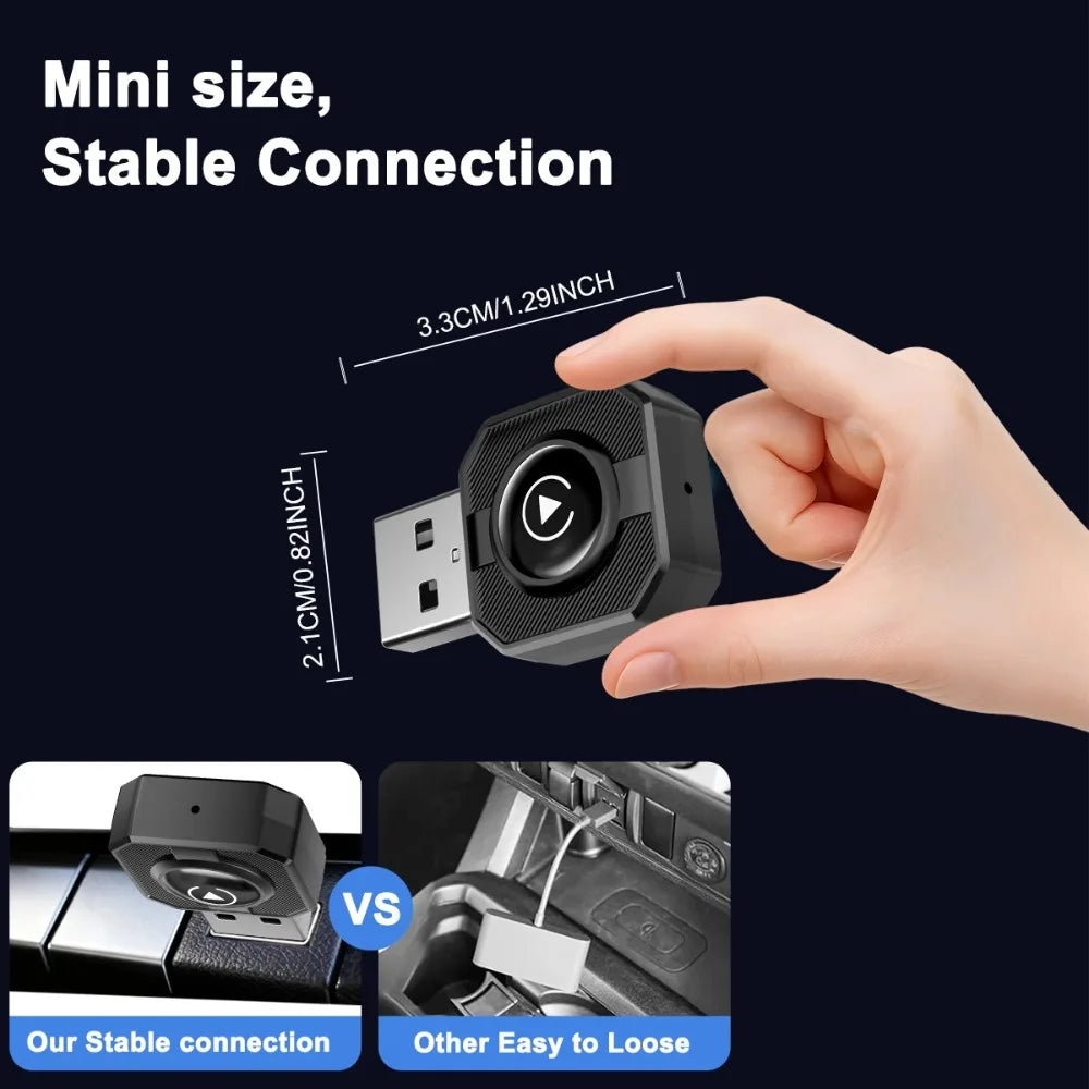 Wireless CarPlay Box 2 in 1 Mini AI Box for Car Plug and Play Adapter for iPhone Android Auto Smart Multimedia Easy Install