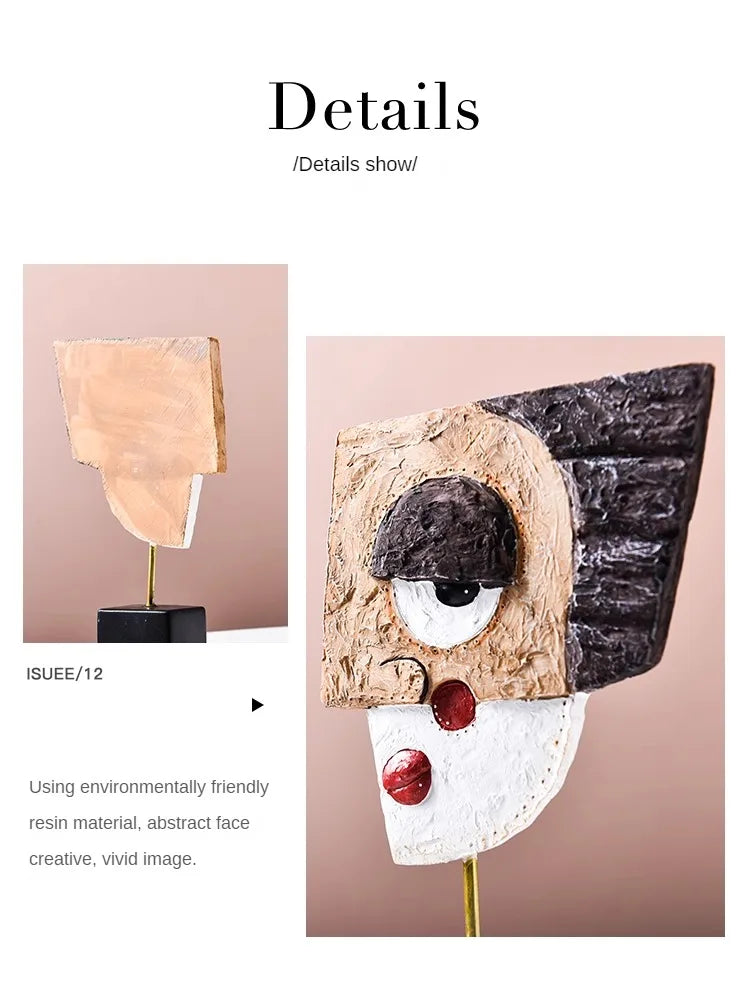 Abstract Facial Art Ornaments INS Nordic Style Home Resin Crafts Creative Living Room Wine Cabinet Decoration and Decoration