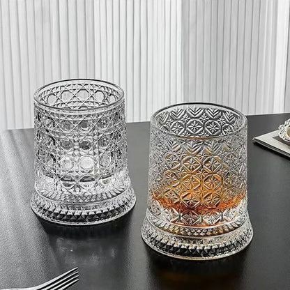 280ML Rotating Whiskey Glass Creative Crystal Premium Beer Cup Str Relief Liquor Cup With Base Straight Drink Mold Wine Glass