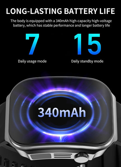 Inteligentny zegarek z zakrzywionym ekranem 3D 2,2 cala, termometrem z diodą LED, monitorem zdrowia, połączeniami BT, sportowy, fitness