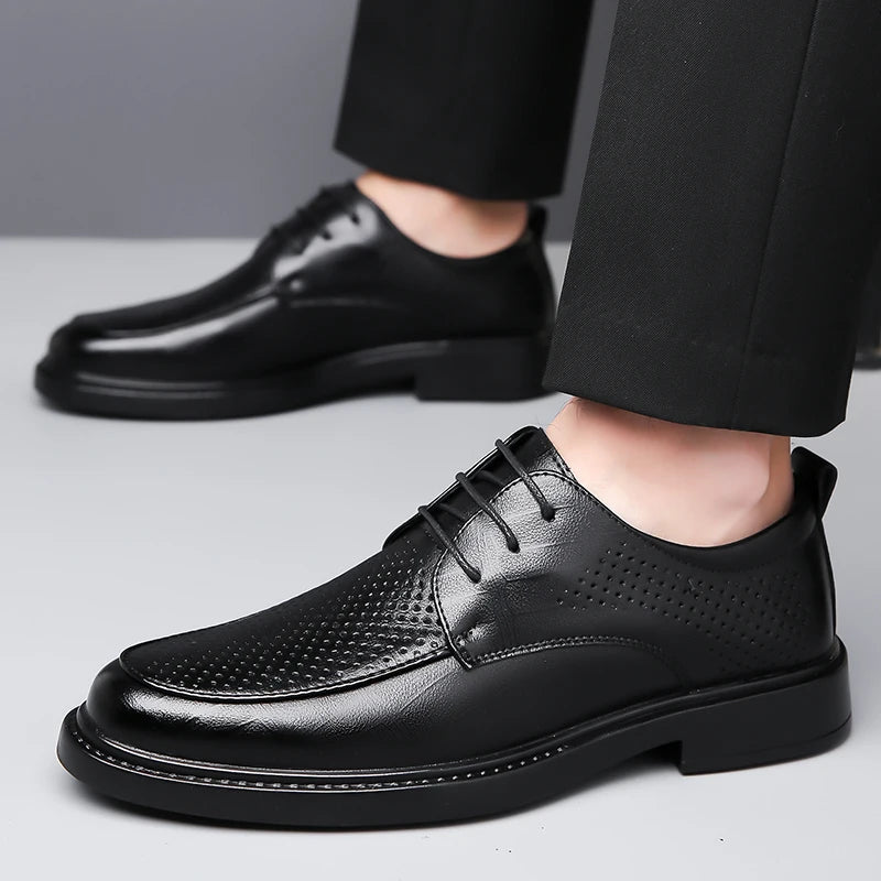 2026 Summer Hollow Out Breathable Deodorant Genuine Leather Business Dress Shoes British Style High-end Formal Shoes Hot Sale
