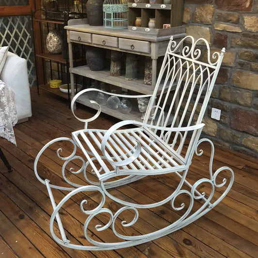 European style metal garden rocking chair, suitable for outdoor patio, yard and garden, comfortable armchair