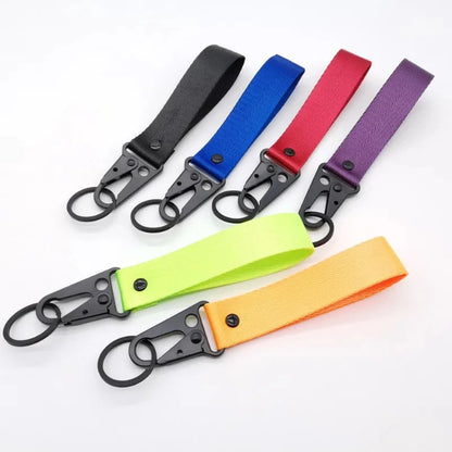 Custom Logo Ribbon Fabric Keychain for Motorcycle Personalize Eagle Beak Motor Car Key Chain Ring Men’s Women’s Webbing Keyring