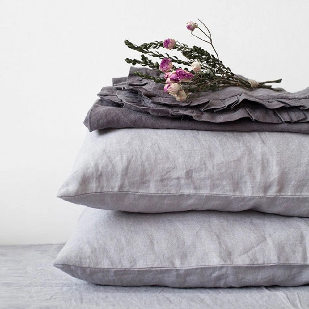 100% French Linen Soft Breathable Pillow Covers Decorative Square Throw Pillow Covers for Bed Couch Sofa Envelope Closure