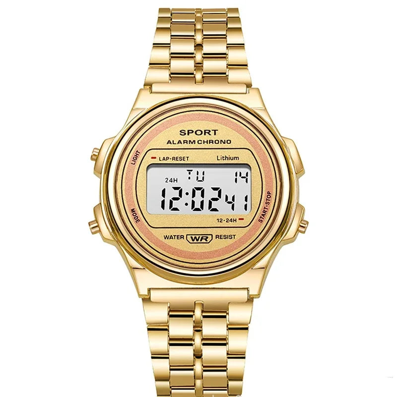 YIKAZE Steel Men's Watch Classic Business Men Digital Watches Alarm Chrono Electronic Wristwatch Sports Clock for Man Women