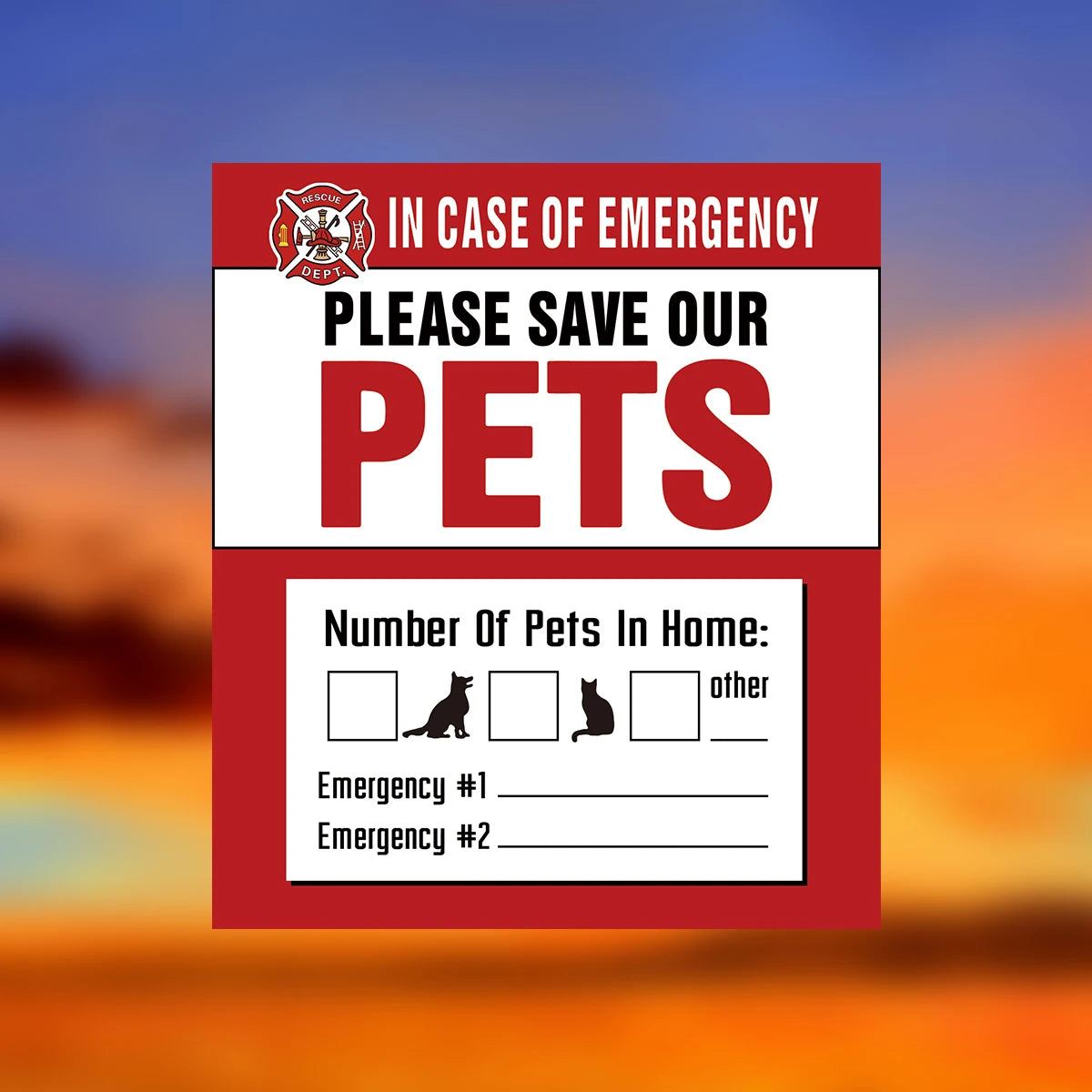 Pet Alert Stickers Static Cling Window Decals Emergency Pets Rescue Sign (4 Pack)  Save My Pets in Case of Emergency Stickers
