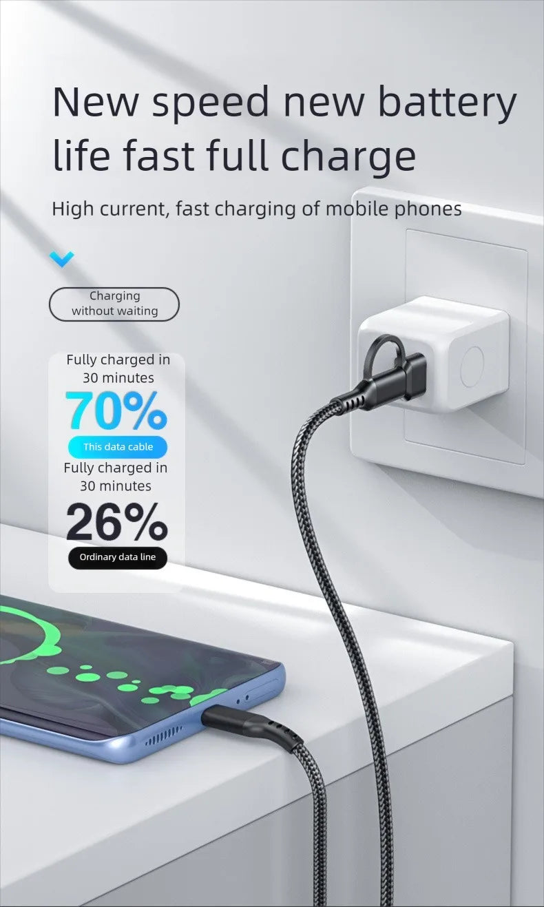 60w C To C Line Two-In-One Charging Cable USB To Type-c 1m/3m Suitable For Mobile Phones And Tablets Fast Charging Data Cable
