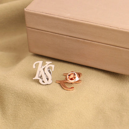 Personalized Initials Jacket Lapel Pin Unique Letter  Men's Stainless Steel Custom Logo Label Brooch   Wedding Best Man Jewelry