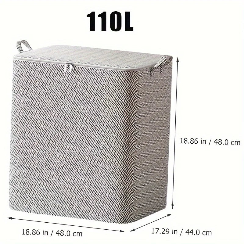 Extra Large Storage Chest with Lid-Heavy-Duty Non-Woven Fabric Organizer Bin,Locking Lid for Clothes,Bedding-For Closet,Storage
