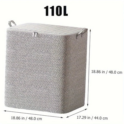 Extra Large Storage Chest with Lid-Heavy-Duty Non-Woven Fabric Organizer Bin,Locking Lid for Clothes,Bedding-For Closet,Storage
