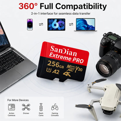 High Speed Flash Card 1TB Original SD Card 128GB Micro TF/SD Card Stable Performance for Laptops/Digital Camera/MP3 Player