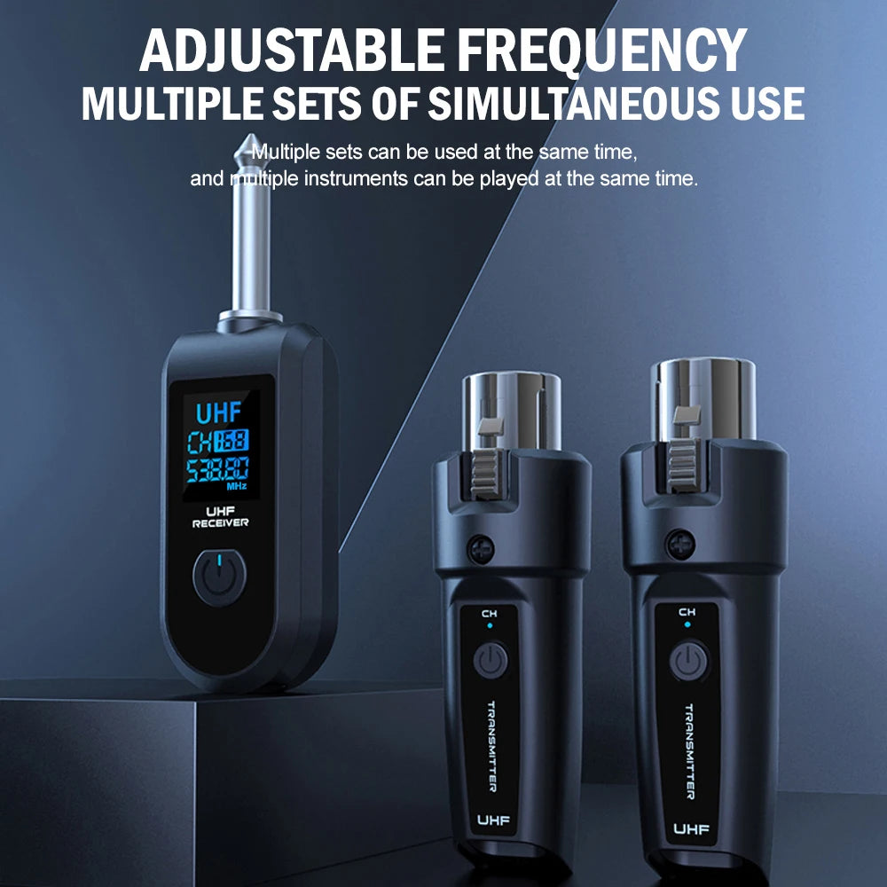 Wireless Microphone Transmitter Receiver System UHF XLR Adapter System for Dynamic Microphone Guitar Audio Mixer PA System DGNOG