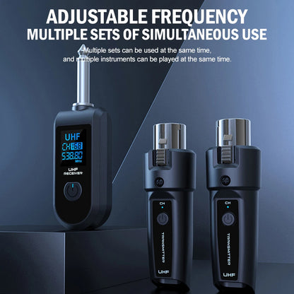 Wireless Microphone Transmitter Receiver System UHF XLR Adapter System for Dynamic Microphone Guitar Audio Mixer PA System DGNOG