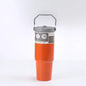 30oz Large Capacity Portable Car Cup Stainless Steel Thermos Cup with Straw & Handle Travel Sports Water Bottle Vacuum Flask