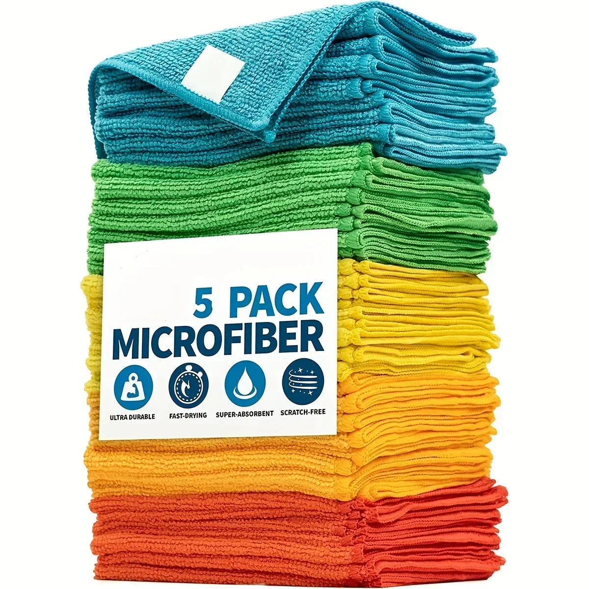 20/10/5pcs Microfiber Cleaning Cloth, Dishwashing Cloth Household Rag Kitchen Bathroom Cleaning Towel Durable Absorbent Towel