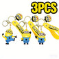 1/3/7/14PCS New Popular Anime Minions Keychain Cartoon PVC Children Toy Gift Cute Key Ring School Bag Pendant Car Key Chain