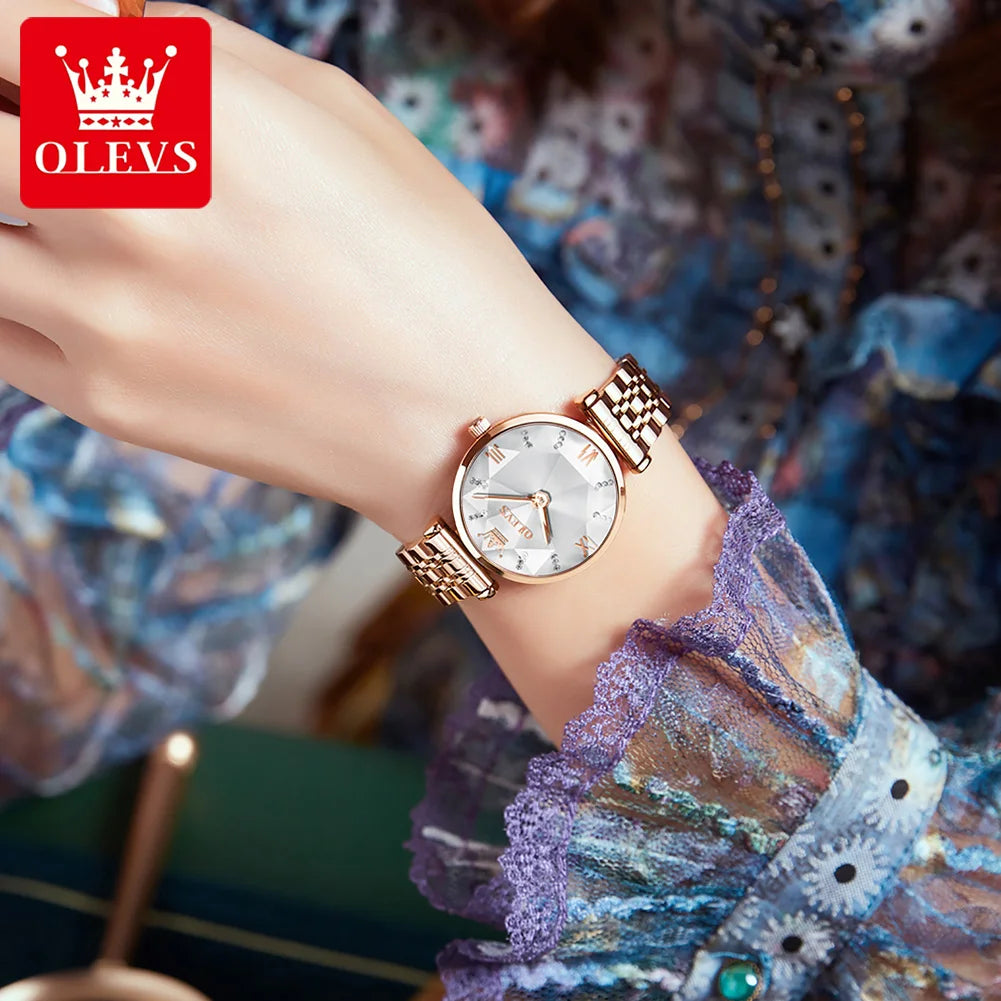 OLEVS 6642 Women Watch Fashion Original Elegant Stainless Steel Rose Gold Diamond Waterproof Watch Brand Luxury Women Watch