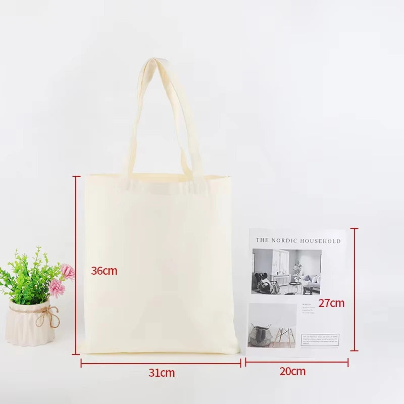 Wholesale 50pcs/Lot Reusable Canvas Tote Bags Custom Logo Shopping Bags Bulk Promotional Eco-Friendly Cotton Grocery Bags