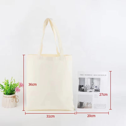 Wholesale 50pcs/Lot Reusable Canvas Tote Bags Custom Logo Shopping Bags Bulk Promotional Eco-Friendly Cotton Grocery Bags