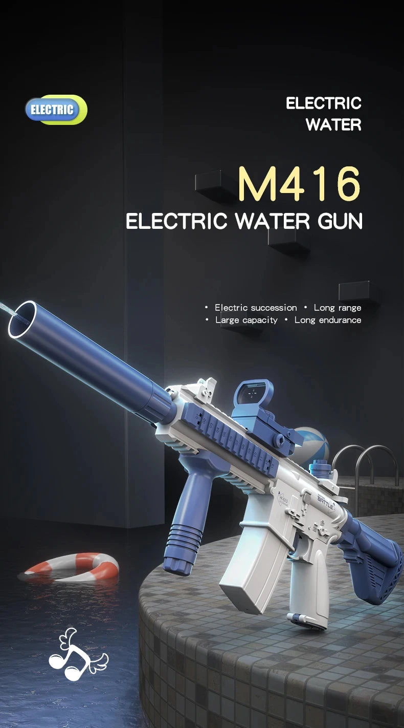2026 Electric Automatic Submachine M416 Water Gun Summer Outdoor Beach Firing Shooting Game Water Fight Toy for Children Gifts