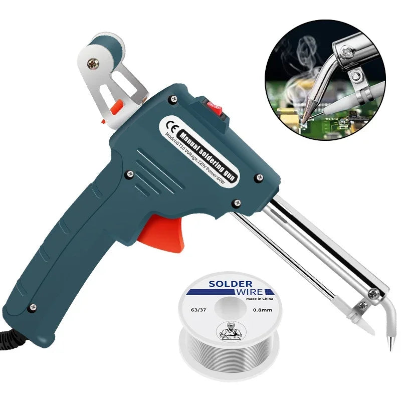 60W DIY electric soldering iron tin gun portable soldering gun maintenance power tool automatic tin feeding US/Eu Plug