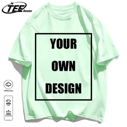 Men's Personalized T-shirt 100%Cotton Tee Custom Shirt Make Your Design Logo Text Men Women Design Your Gift Couple Tshirt