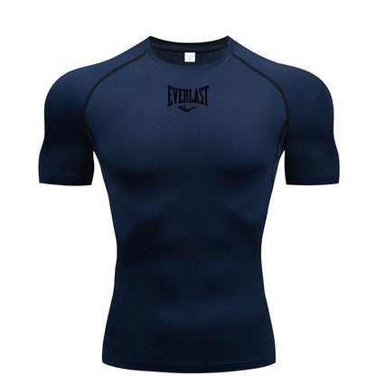 Men's Everlast Tight Short Sleeved T-Shirt for Gym Boxing and Running, Fast Drying and Slim Fit Sports Top