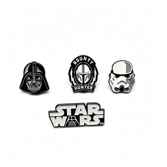 4pcs/Set Star Wars Robot Cartoon Enamel Pins Set Darth Vader Stormtrooper Brooches Movie Fan Badges Cool Party Gift for Clothing
