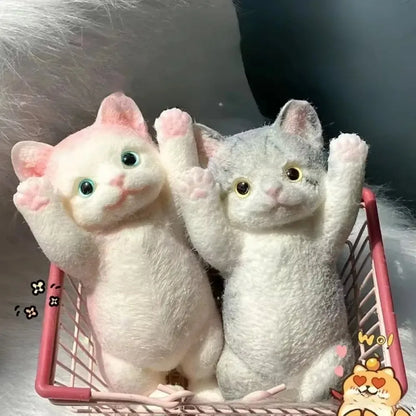 Stress Relief Cat Squeeze Toy Realistic TPR Fidget Toy for Anxiety Soft Sensory Toy for Kids Teens Adults Mochi Squishy