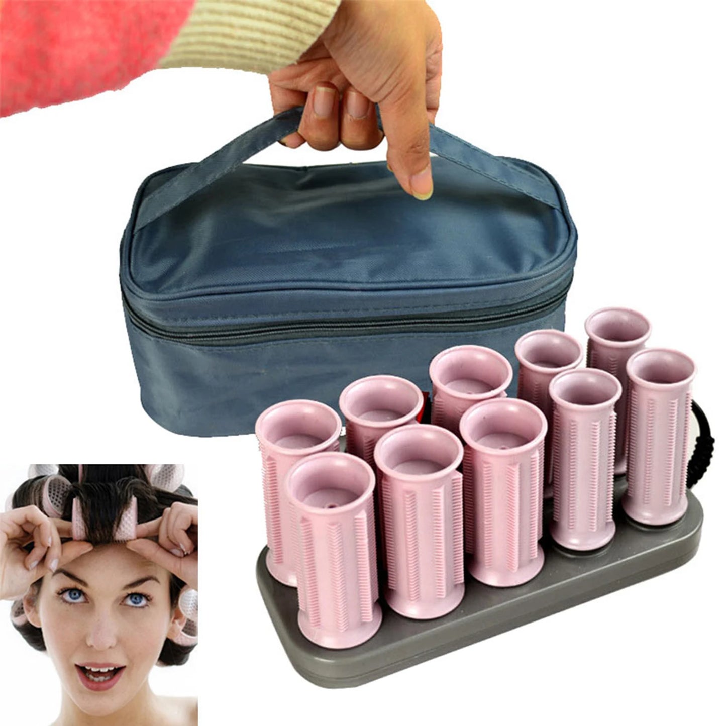 10PCS DIY Bangs Roller Electric Hair Curlers Do All Kinds of Different Hairstyles Hair Roller for Home Outdoor Indoor Use