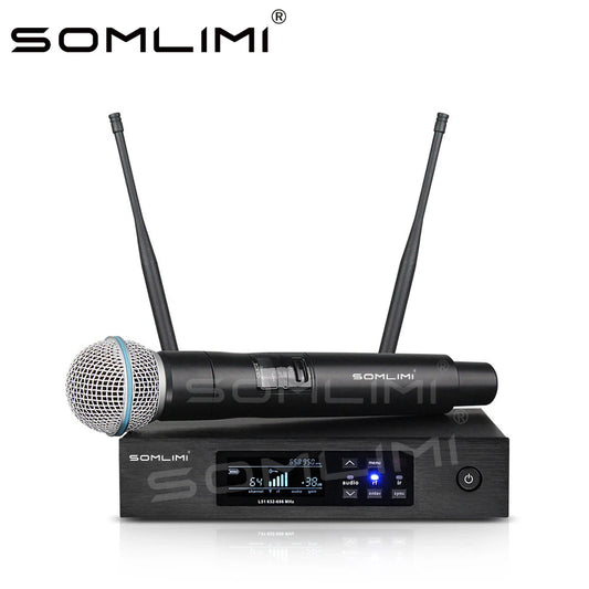 SOMLIMI-Q-B58 High Quality UHF Profeesional Wireless Microphone System Stage Performances Party Karaoke Metal Handheld