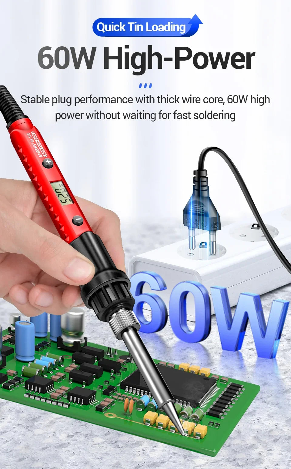 Digital Display Electric Soldering Iron ANENG SL105 Adjustable Temperature EU/220V US/110V Portable Kit Weld Solder Repair Tools