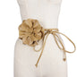 Bohemian PU Leather Waist Belt - Large Flower Tie Wrap Sash with Bow for Dress Decoration
