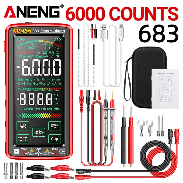 ANENG 683 Inteligentny Multimetr Akumulatorowy Wysokiej Klasy Dotykowy 6000 Zliczeń Multimetro Tester Multitester AC/DC Napięcie Prąd Narzędzie