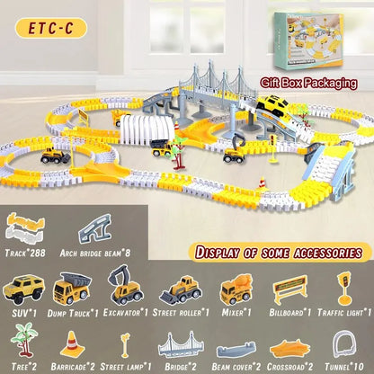 Kids Electric Track Toy Engineering Minin Car Set Puzzle Boy Toys Track Car Train Toys For Children Birthday Gifts