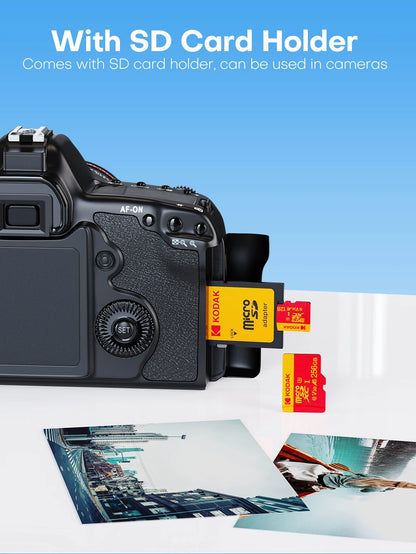 Kodak Mircosd Card with Adapter U3 V30 Class 10 Micro sd Card Memory Card TF Card 32GB/64GB/128GB/256GB Supports 4K & Full HD