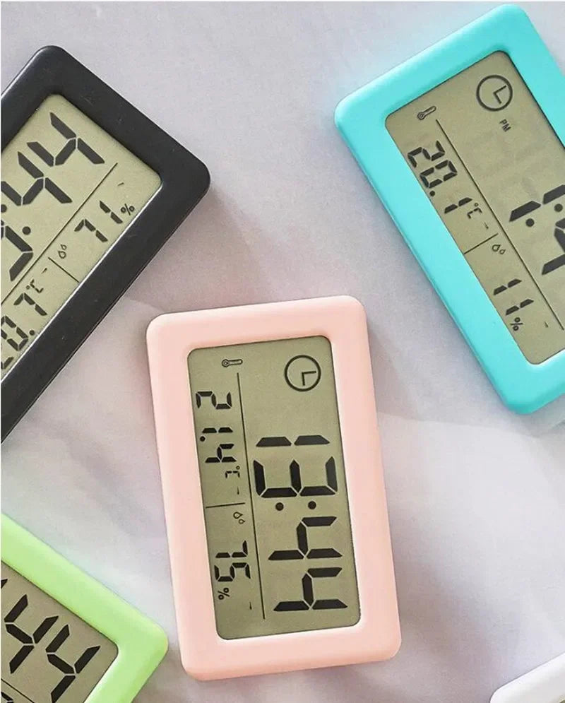 Mini Digital Clock Temperature Humidity Portable Watch Clock Thermometer Hygrometer 12/24 Hours Battery Powered Clock Home Table