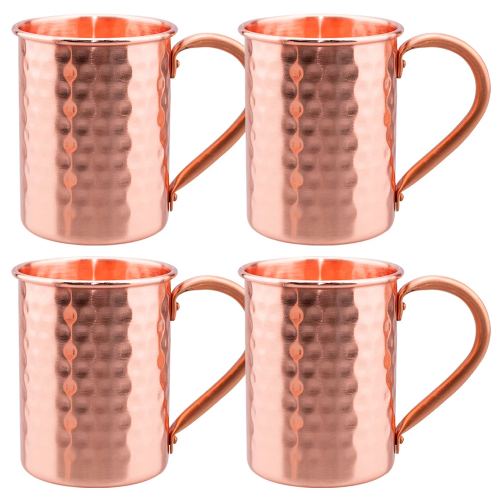 400ml Vintage Pure Copper Cup, Thickened Hammer Texture 100% Copper Breakfast Milk Coffee Mug, Handcrafted Tea Tumbler Drinkware