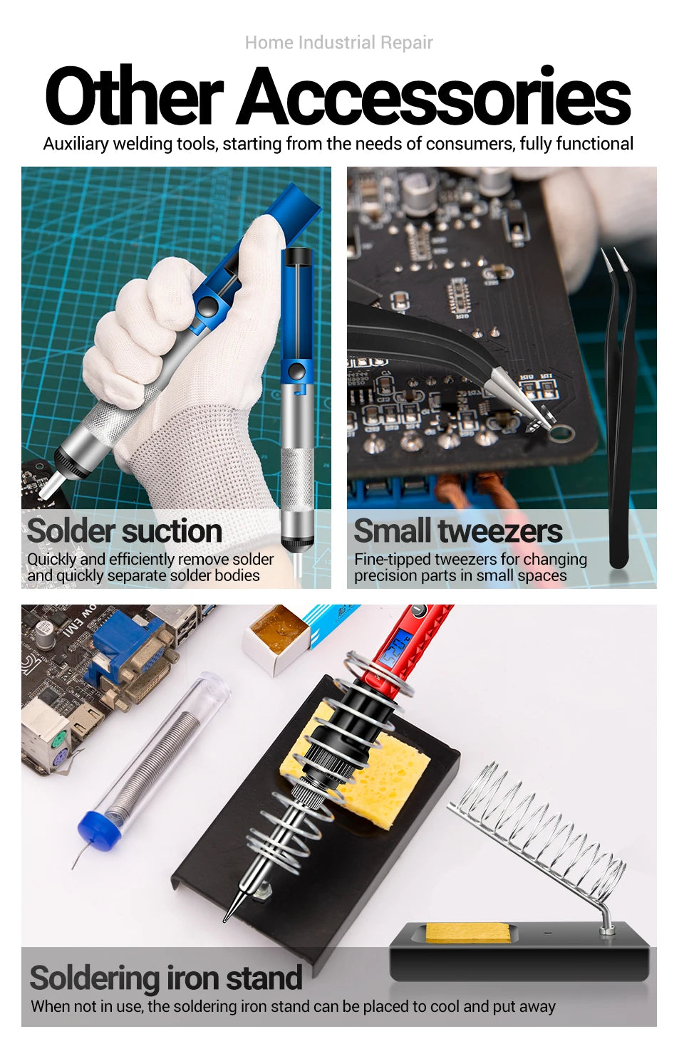 ANENG 60W Professional Electric Soldering Iron Adjustable Temperature SL106 EU/220V US/110V Welding Repair + M113 Multimeter Too