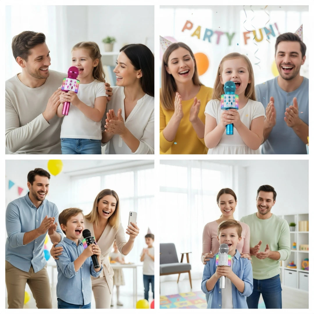 Karaoke Microphone for Kids & Adults - Bluetooth Microphones Singing Mic with Disco Lights, Portable Karaoke Player for Gifts