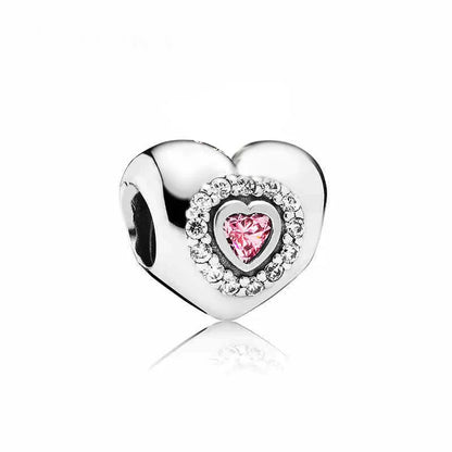 2025 Hot selling 925 Silver Pink Bird Moon Pendant Suitable for European Bracelets DIY Accessories Women's Charm Jewelry Gifts