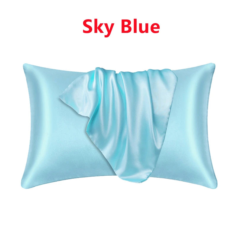 New 2pcs Nordic Pure Emulation Silk Pillowcase White Black Grey Decorative Pillow Covers Luxury Comfortable Home Bedding Cases