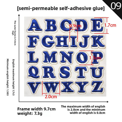 26pcs Small Letter Embroidered Patches Self-Adhesive Fabric Stickers Patche For Fabric, Clothes, Hat, Socks, Jeans,Backpacks