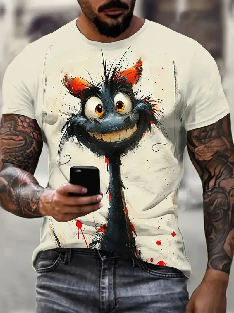 Men T-shirt Outdoor Street Cute Short-sleeved Boy Clothing Summer Top Fun Animal Cat 3D Printed Sports Quick-drying Breathable