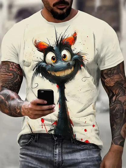 Men T-shirt Outdoor Street Cute Short-sleeved Boy Clothing Summer Top Fun Animal Cat 3D Printed Sports Quick-drying Breathable