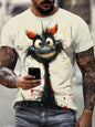 Men T-shirt Outdoor Street Cute Short-sleeved Boy Clothing Summer Top Fun Animal Cat 3D Printed Sports Quick-drying Breathable