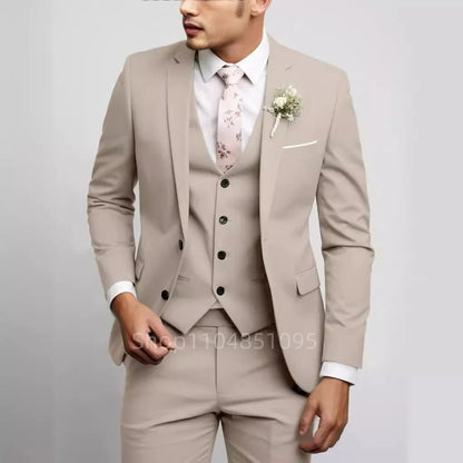 Matcha Green Suits for Men Slim Fit Luxury Wedding Tuxedos Fashion Mens Blazer Vest Pants 3 Pieces Foraml Business Suits Sets