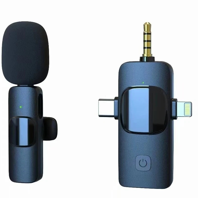 Wireless Lavalier Microphone 1 to 2 with Reverb Monitor Auto Noise Reduction for Video Live Streaming Vlog